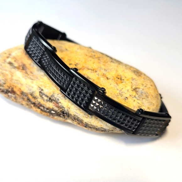 Inox Jewelry Men's Black IP 316L Stainless Adjustable Link Bracelet 8.25" - Picture 4 of 7